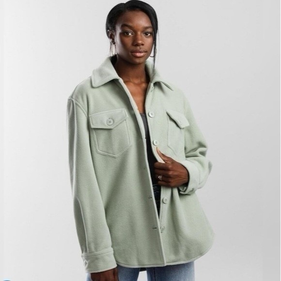 Joie Women's Boyfriend Shacket Jacket Sage Green Size M Button Front EUC - Picture 5 of 8